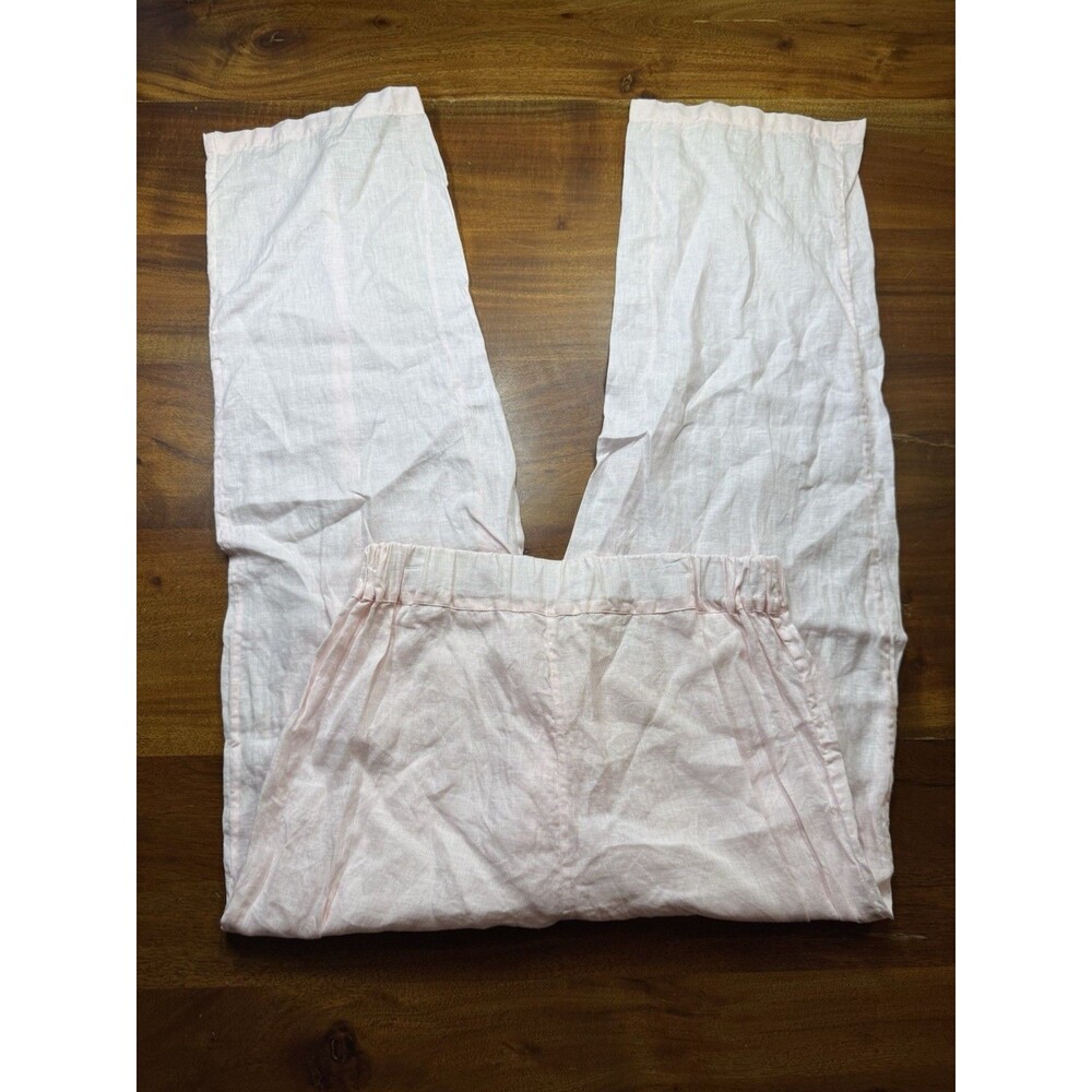 Lorenzini Azzurro Portofino Pink 100% Linen Flax Pull On Pants Italy US Sz M
